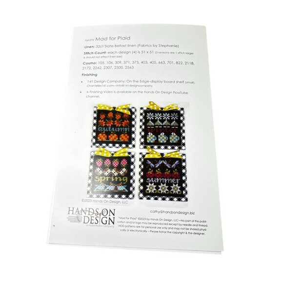 Hands On Design Mad For Plaid Seasons Cross Stitch Pattern Set NEW Decoration - Picture 3 of 4